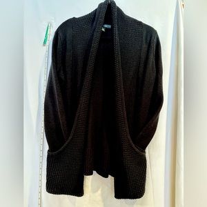 Black open  cardigan with drape pockets